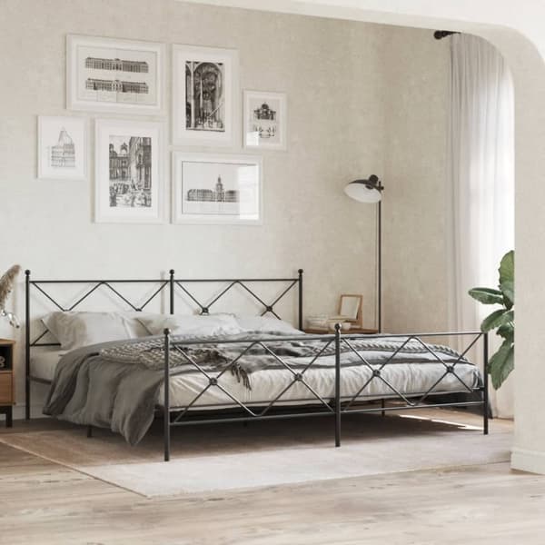 vidaXL Sengegavl i metall svart 193 cm