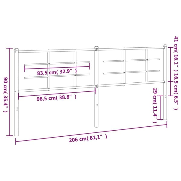 vidaXL Metallinen sängynpääty musta 200 cm
