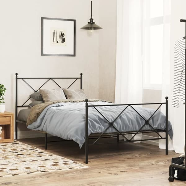 vidaXL Sengegavl i metall svart 100 cm