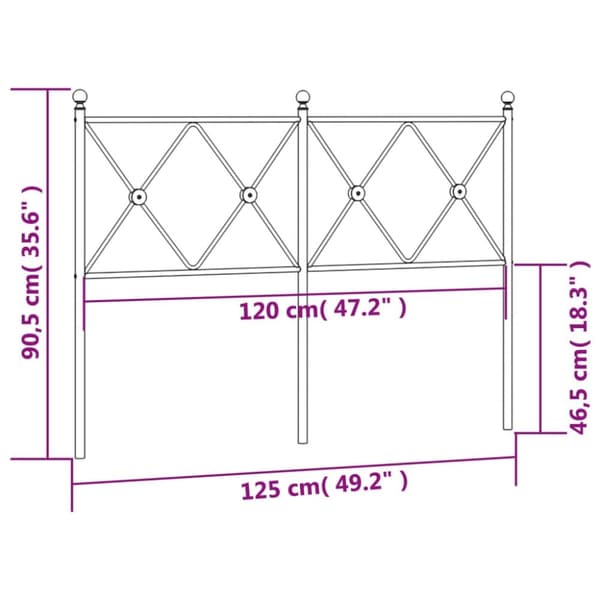 vidaXL sengegavl 120 cm metal sort