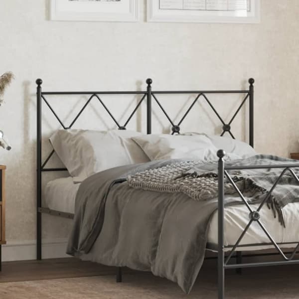 vidaXL sengegavl 120 cm metal sort