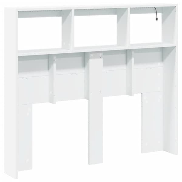 vidaXL Sänggavel med LED vit 120x17x102 cm