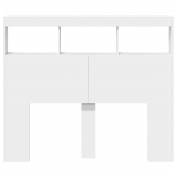 vidaXL Sängynpäätykaappi LED-valoilla valkoinen 120x17x102 cm