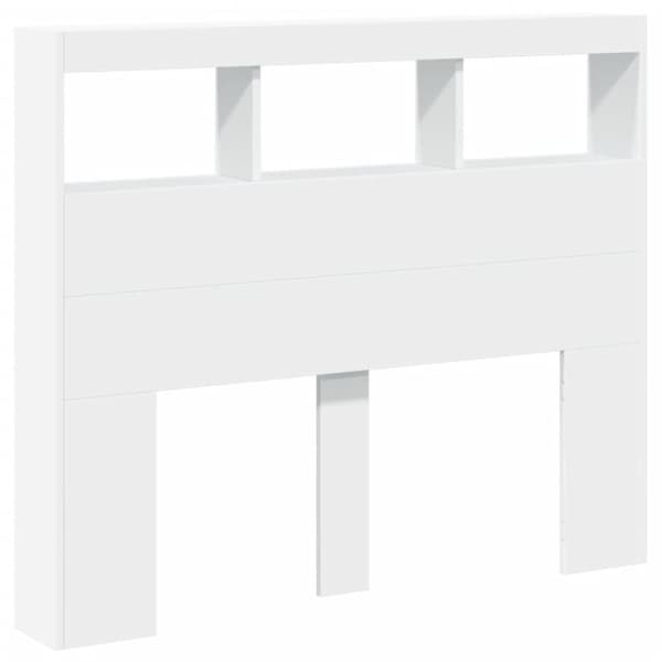 vidaXL Sängynpäätykaappi LED-valoilla valkoinen 120x17x102 cm