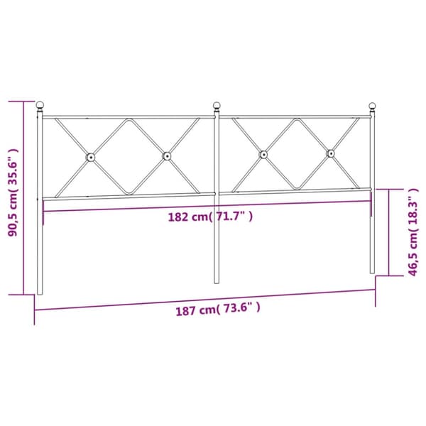 vidaXL sengegavl 180 cm metal sort