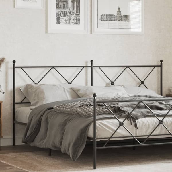vidaXL sengegavl 180 cm metal sort
