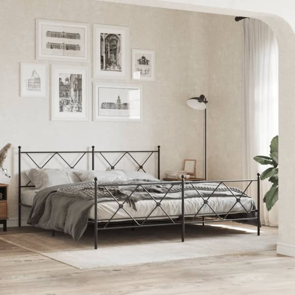 vidaXL sengegavl 180 cm metal sort