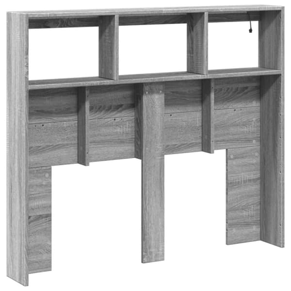 vidaXL Sängynpäätykaappi LED-valoilla harmaa Sonoma 120x17x102 cm