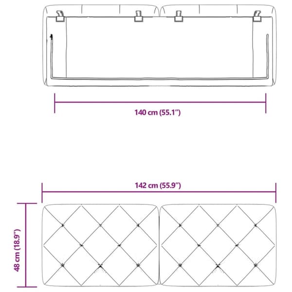 vidaXL gavlpude 140 cm velour blå