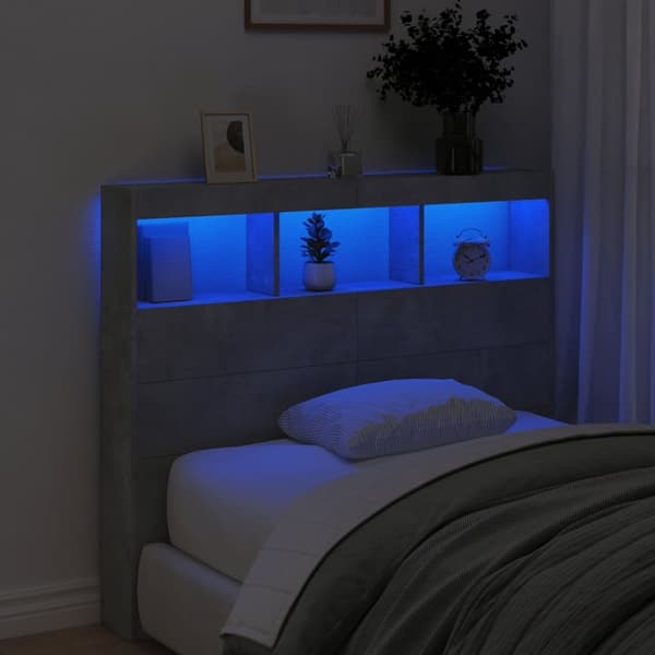 vidaXL Hodegavl skap med LED betonggrå 120x17x102 cm