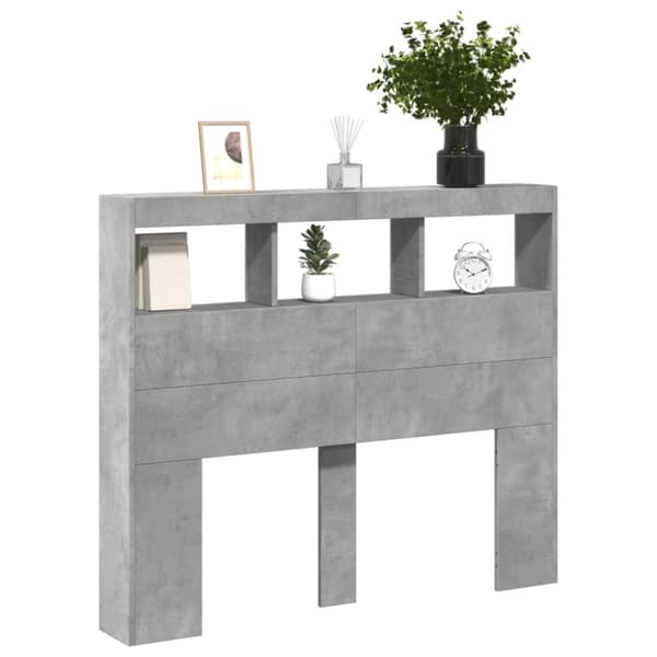 vidaXL Hodegavl skap med LED betonggrå 120x17x102 cm