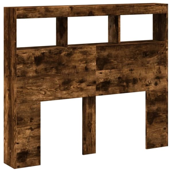 vidaXL Sängynpäätykaappi LED-valoilla savutammi 120x17x102 cm