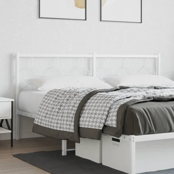 vidaXL Metallinen sängynpääty valkoinen 180 cm