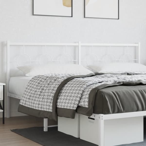 vidaXL Metallinen sängynpääty valkoinen 193 cm