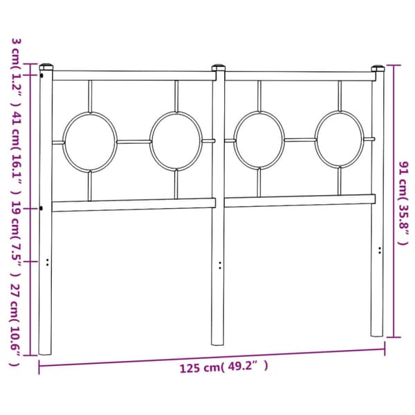 vidaXL Metallinen sängynpääty musta 120 cm