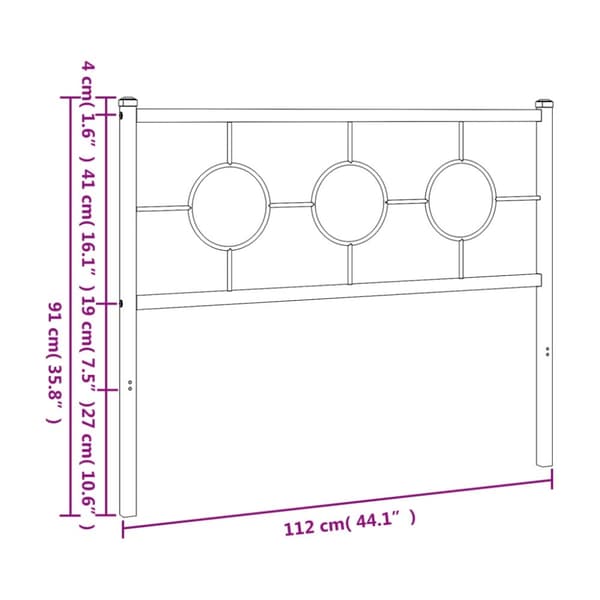 vidaXL sengegavl 107 cm metal sort