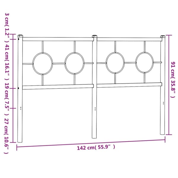 vidaXL Metallinen sängynpääty valkoinen 135 cm