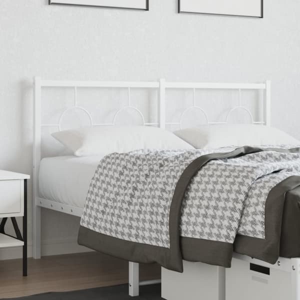 vidaXL Metallinen sängynpääty valkoinen 135 cm