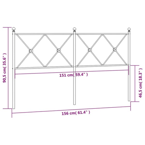 vidaXL Metallinen sängynpääty musta 150 cm