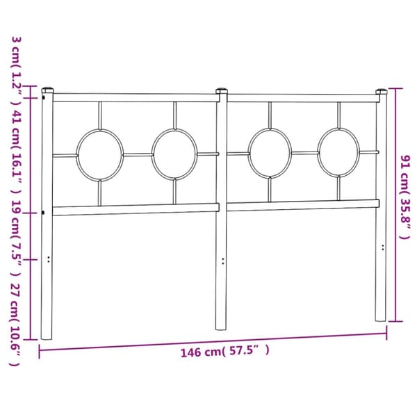 vidaXL Metallinen sängynpääty valkoinen 140 cm
