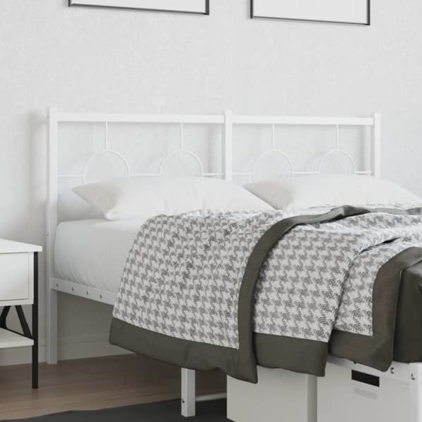 vidaXL Metallinen sängynpääty valkoinen 140 cm