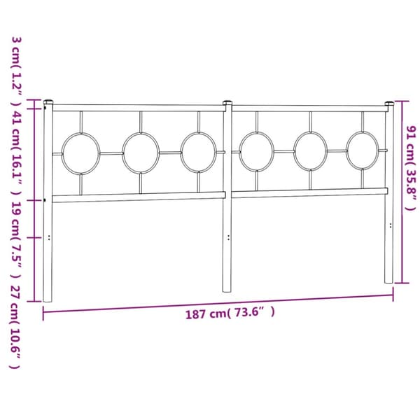 vidaXL Metallinen sängynpääty musta 180 cm