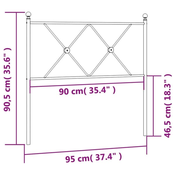 vidaXL sengegavl 90 cm metal sort