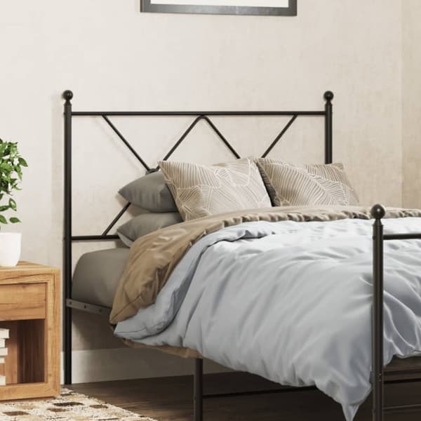 vidaXL sengegavl 90 cm metal sort