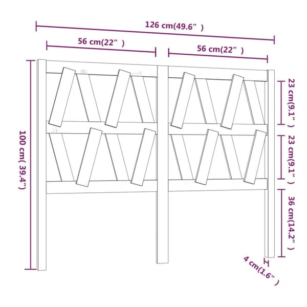 vidaXL Sängynpääty musta 126x4x100 cm täysi mänty -  Sängynpäädyt
