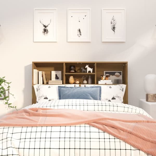 vidaXL Sängynpääty säilytystilalla ruskea tammi 120x19x103,5 cm - Sängynpäädyt