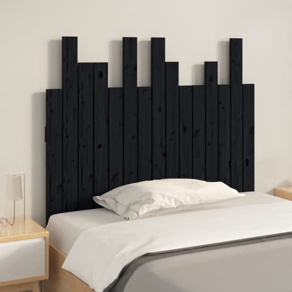 vidaXL sengegavl 95,5x3x80 cm massivt fyrretræ sort - Hovedgærder og fodgærder