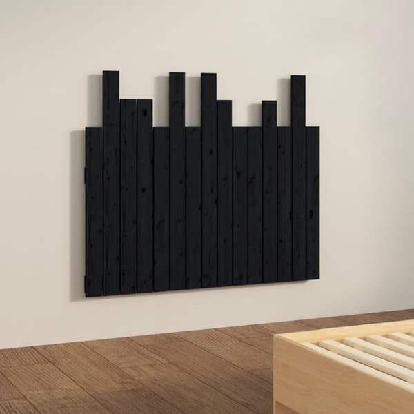 vidaXL sengegavl 95,5x3x80 cm massivt fyrretræ sort - Hovedgærder og fodgærder