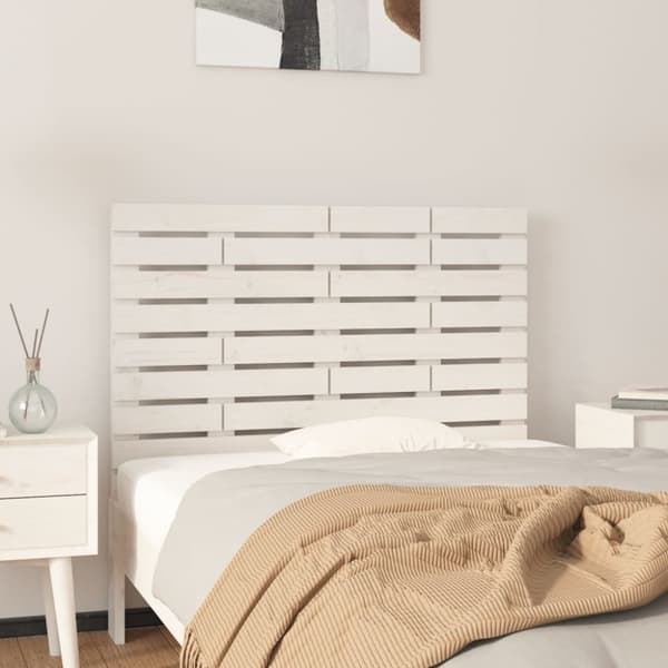 vidaXL sengegavl 96x3x63 cm massivt fyrretræ hvid -  Hovedgærder og fodgærder