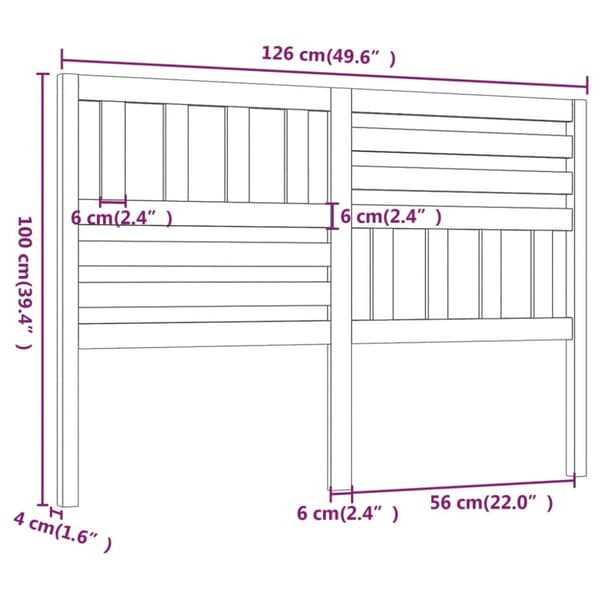 vidaXL Sängynpääty musta 126x4x100 cm täysi mänty - Sängynpäädyt