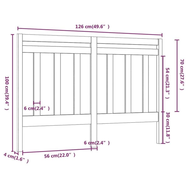 vidaXL Sängynpääty musta 126x4x100 cm täysi mänty - Sängynpäädyt