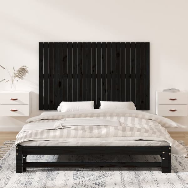 vidaXL Sängynpääty seinälle musta 147x3x90 cm täysi mänty - Sängynpäädyt