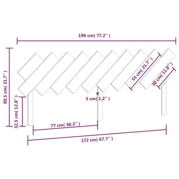 vidaXL Sängynpääty musta 196x3x80,5 cm täysi mänty - Sängynpäädyt