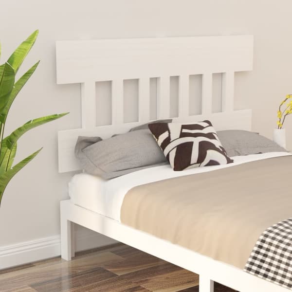 vidaXL Sängynpääty valkoinen 143,5x3x81 cm täysi mänty - Sängynpäädyt