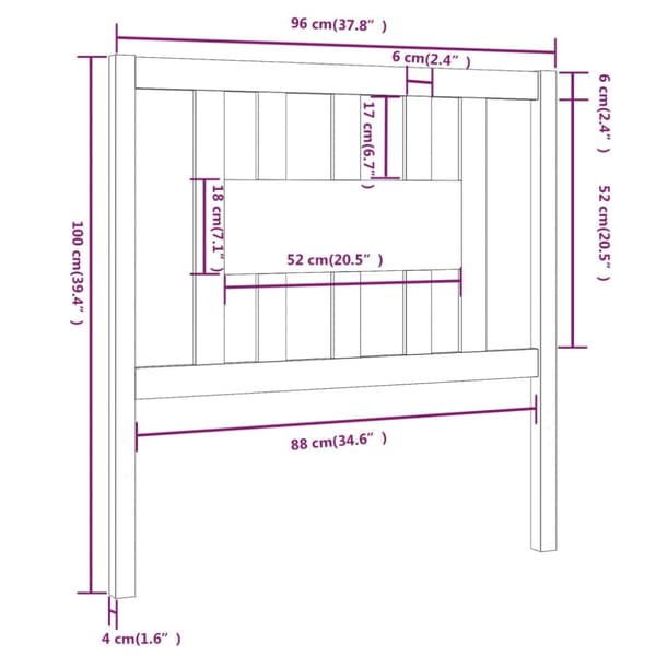 vidaXL Sängynpääty musta 96x4x100 cm täysi mänty - Sängynpäädyt