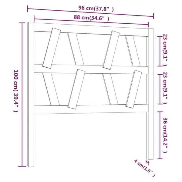 vidaXL sengegærde 96x4x100 cm massivt fyrretræ -  Hovedgærder og fodgærder