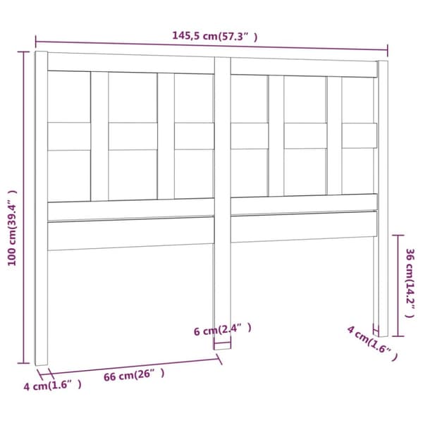 vidaXL Sängynpääty musta 145,5x4x100 cm täysi mänty -  Sängynpäädyt