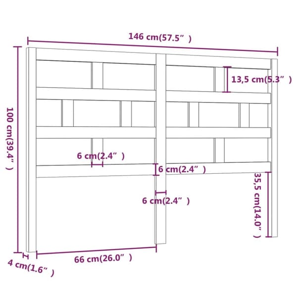 vidaXL sengegærde 146x4x100 cm massivt fyrretræ sort - Hovedgærder og fodgærder