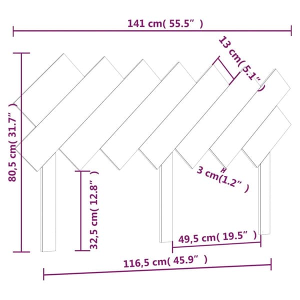 vidaXL sengegærde141x3x80,5 cm massivt fyrretræ sort -  Hovedgærder og fodgærder
