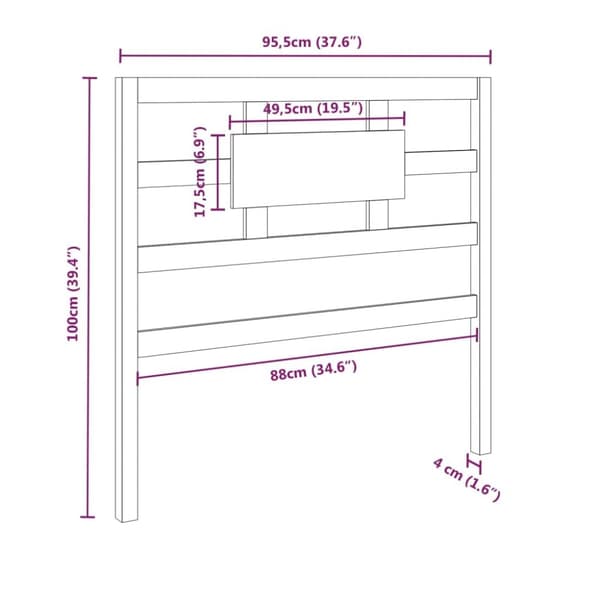 vidaXL Sänggavel vit 95,5x4x100 cm massiv furu -  Sänggavlar