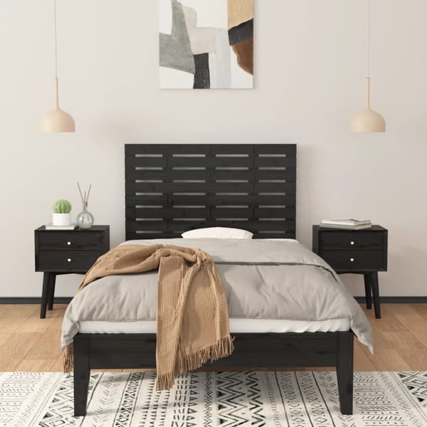 vidaXL sengegavl 96x3x63 cm massivt fyrretræ sort - Hovedgærder og fodgærder