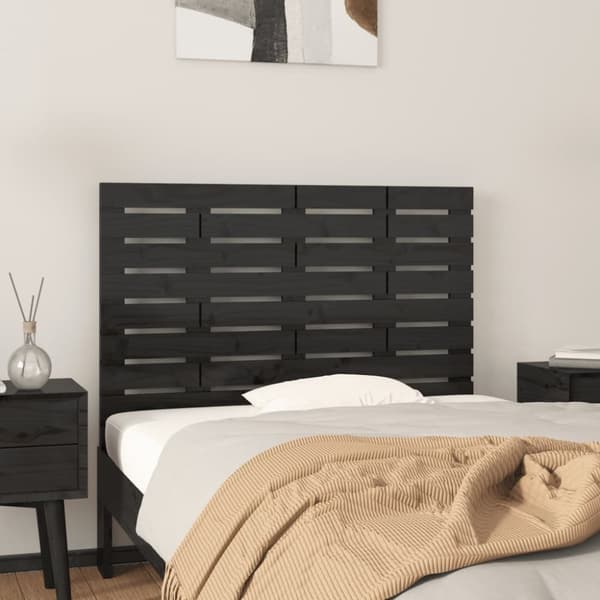 vidaXL sengegavl 96x3x63 cm massivt fyrretræ sort - Hovedgærder og fodgærder