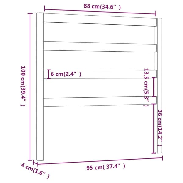 vidaXL sengegavl 95x4x100 cm massivt fyrretræ grå -  Hovedgærder og fodgærder