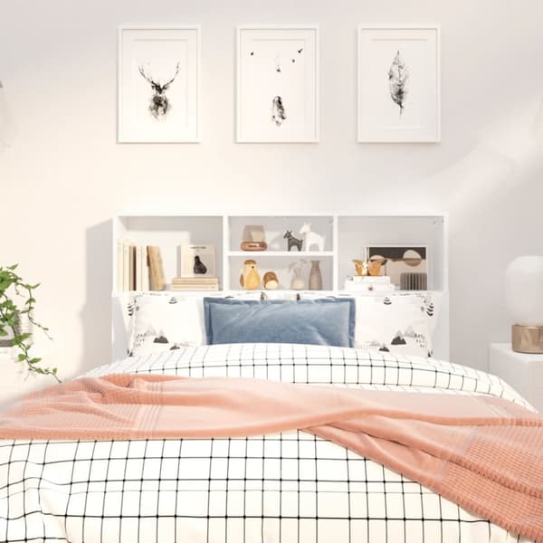 vidaXL Sängynpääty säilytystilalla valkoinen 120x19x103,5 cm - Sängynpäädyt