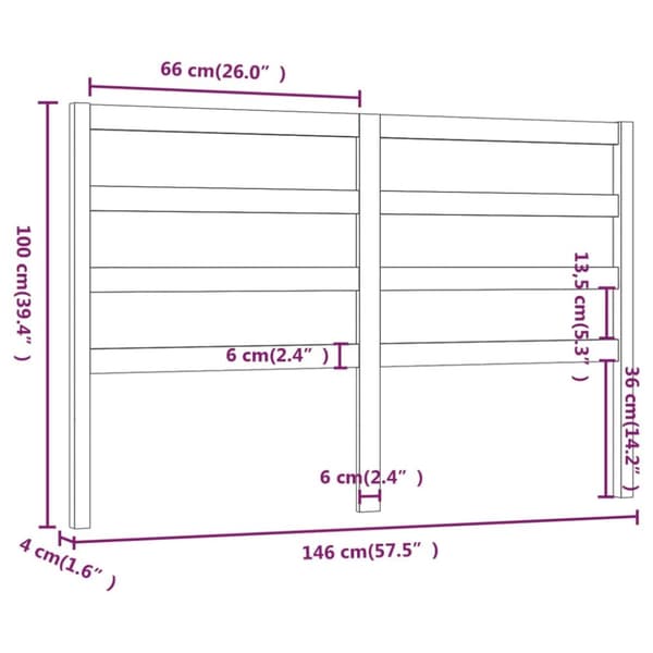 vidaXL Sängynpääty musta 146x4x100 cm täysi mänty - Sängynpäädyt