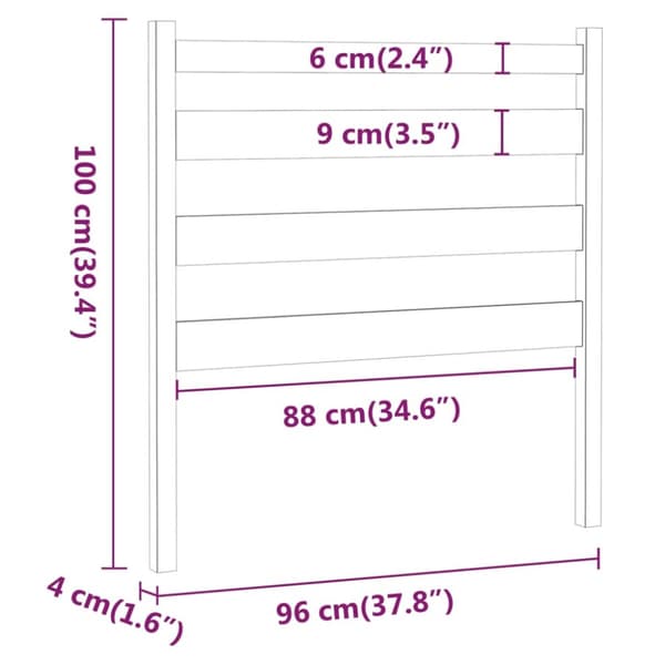 vidaXL Sängynpääty musta 96x4x100 cm täysi mänty -  Sängynpäädyt